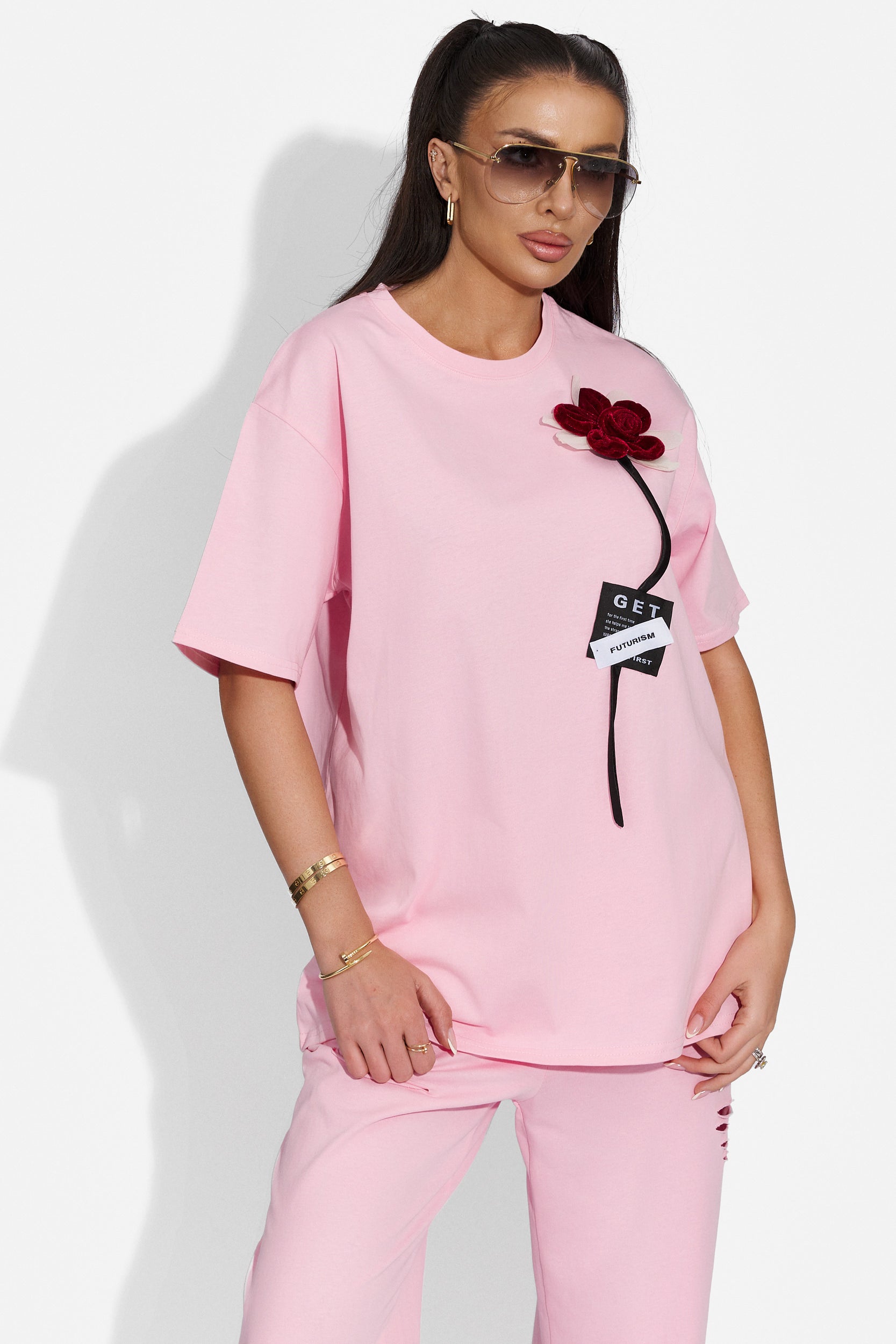 Дамска ежедневна розова тениска Pixie Bogas